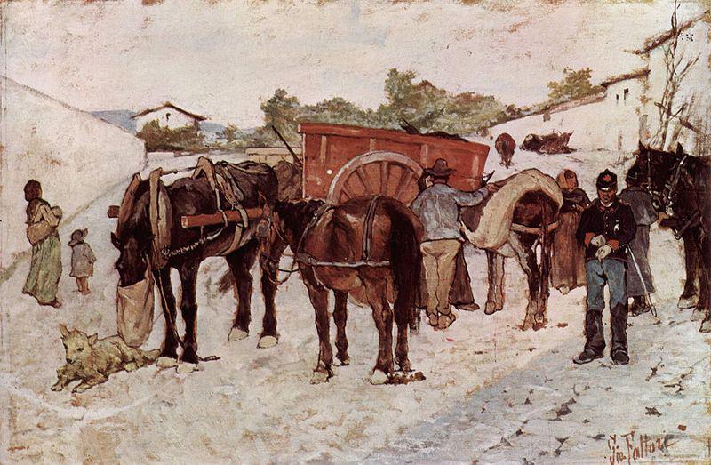 Giovanni Fattori Strada di campagna con i contadini e soldati Germany oil painting art